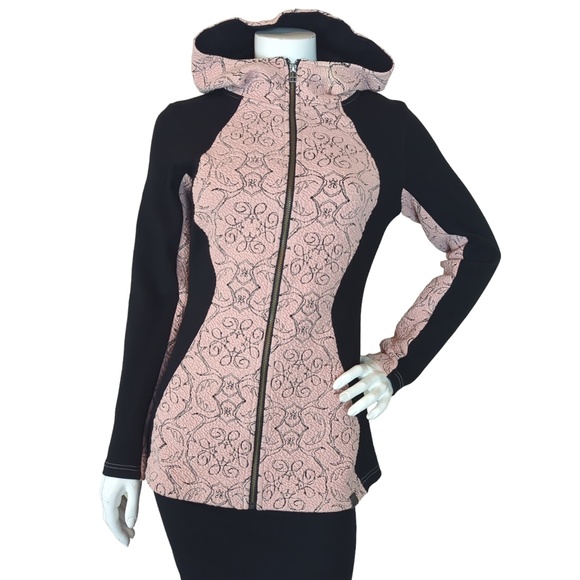 Tonia Debellis Pink and Black Full Zip Hoodie Jacket - Picture 3 of 15